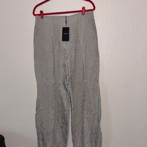 Massimo Dutti Pleated Wide-Leg Pants - Light Gray